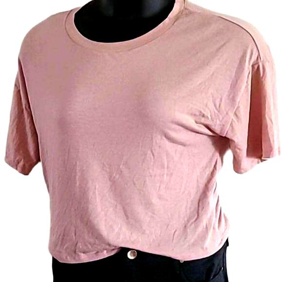 Poof New York Short Sleeve Shirt Rear Cutout Tie - Size Large, Soft Pink (NWOT) - Picture 4 of 6